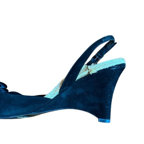 Chanel Authentic Women's Camellia Flower Suede Wedge Espadrilles Size 9.5 - Picture 11 of 12